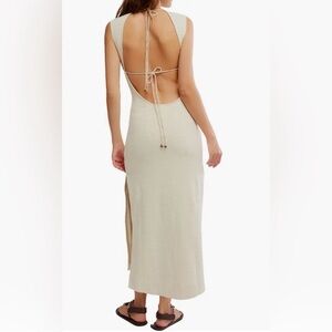 FREE PEOPLE eventide midi festival backless lounge vacation dress bone combo Nwt